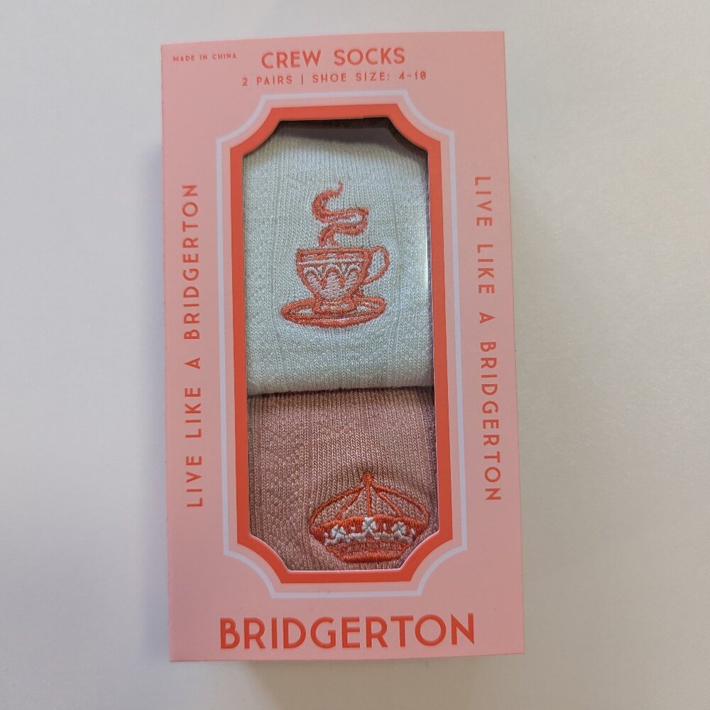 Bridgerton 2 Pair Crew Socks - Size 4-10 - NEW - Picture 2 of 2
